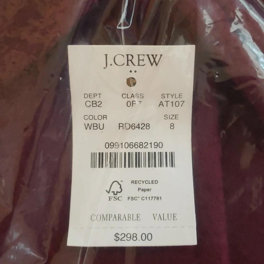 NEW J. Crew Wool Blend Lady Coat Warm Burgundy Fitted Winter - Picture 9 of 14